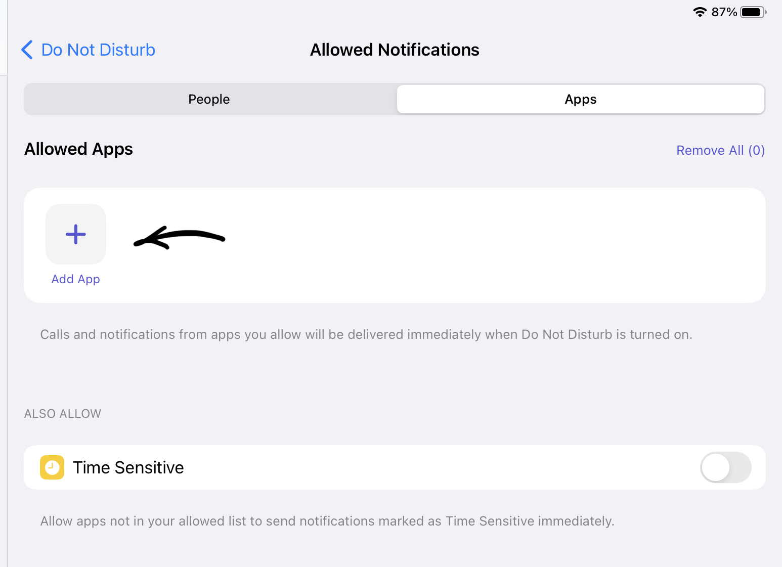 Allow Specific Apps when Do Not Disturb is active