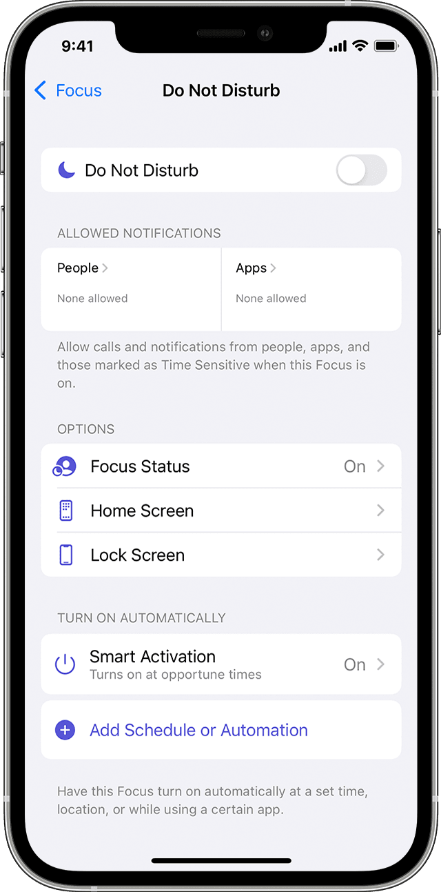 Do Not Disturb settings on iPhone